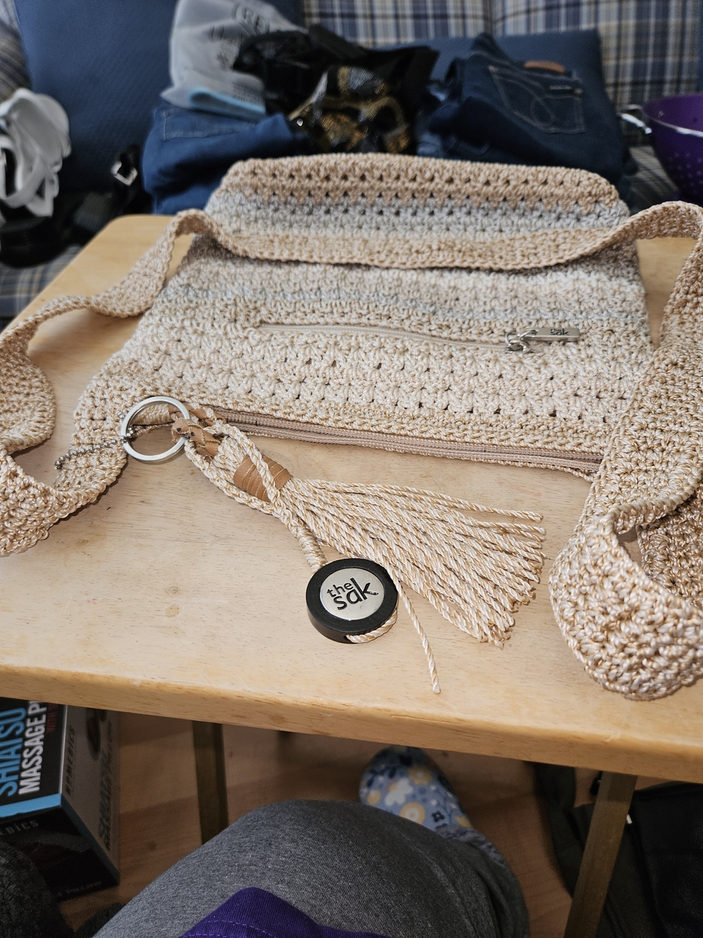 The Sak Woven Crossbody Bag in Beige